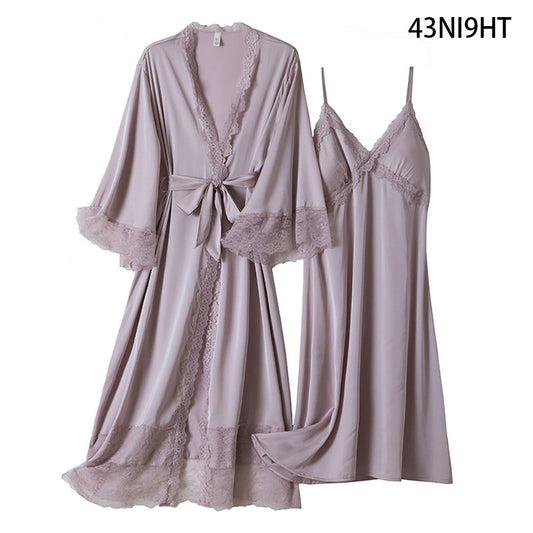 43NI9HT Women Robe Sleepwear Pajama Set